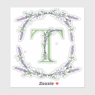 Sticker Monogramme T Lavande Eucalyptus