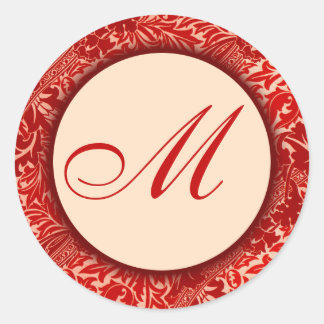Sticker Monogramme William Morris Feuilles rouges