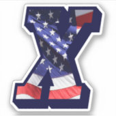 Sticker Monogramme X American Flag LETTRE X INITIAL USA (Devant)
