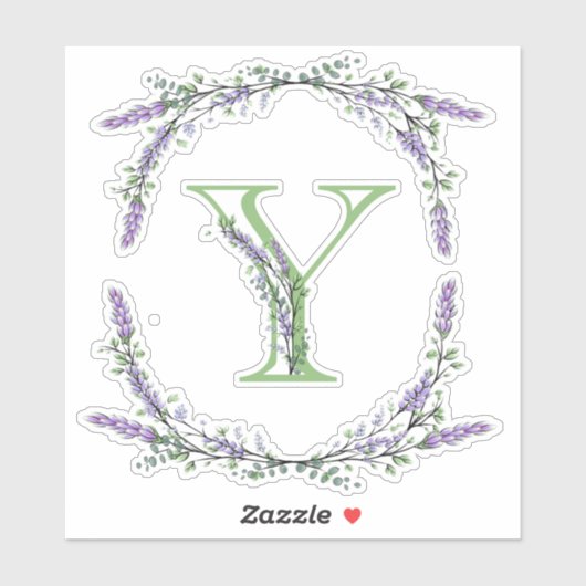 Sticker Monogramme Y Lavender Eucalyptus (Feuille)