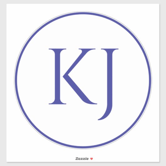 Sticker Monogrammes Couple Nom bleu Lettres initiales Mari (Feuille)