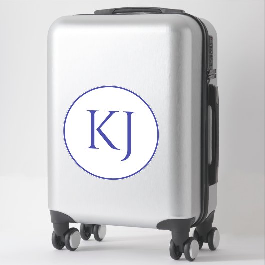 Sticker Monogrammes Couple Nom bleu Lettres initiales Mari (Sur valise)