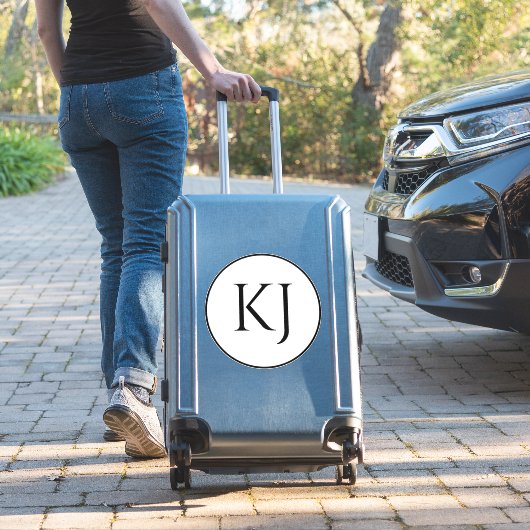 Sticker Monogrammes Couple Nom Lettres Initiales Noir Blan (Valise Insitu)