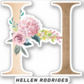 Sticker monogrammes floraux d'or lettrage (Devant)