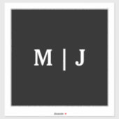 Sticker Monogrammes Nom Black White Minimal Simple Mariage (Feuille)
