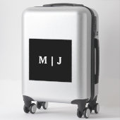 Sticker Monogrammes Nom Black White Minimal Simple Mariage (Sur valise)