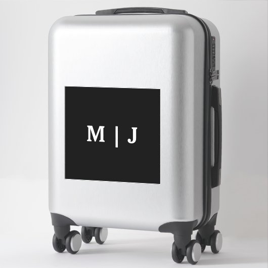 Sticker Monogrammes Nom Black White Minimal Simple Mariage (Sur valise)