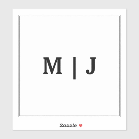Sticker Monogrammes Nom Black White Minimalist 2024 Mariag (Feuille)