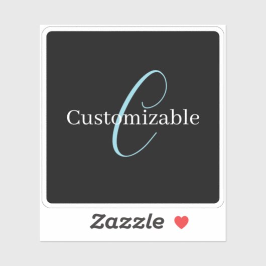 Sticker Monographie de script cursive modifiable noir bleu (Feuille)