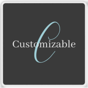 Sticker Monographie de script cursive modifiable noir bleu