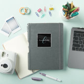 Sticker Monographie de script cursive modifiable noir bleu (Couverture iPad)