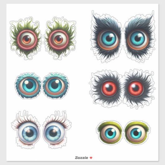 Sticker Monster Eye Set Personnalisé Coupe Vinyl (Feuille)