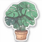 Sticker Monstera plante de maison, plante en pot autocolla (Devant)