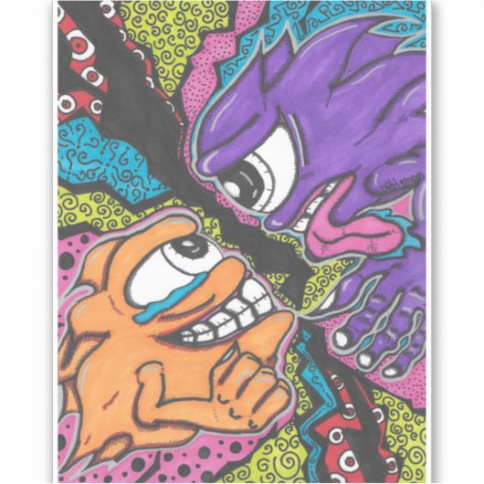 Sticker Monsters combat le vinyle (Devant)