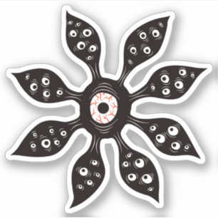 Sticker Monstre à oeil déplaisant aux fleurs de cuisine