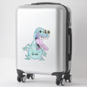 Sticker monstre alien dessin animé bleu clair (Sur valise)