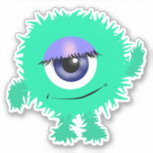 Sticker Monstre Aqua Green One Eyed 4 x 4 (Devant)