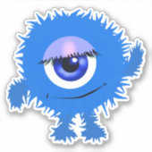 Sticker Monstre bleu Whimsical One Eyed 4 x 4 (Devant)