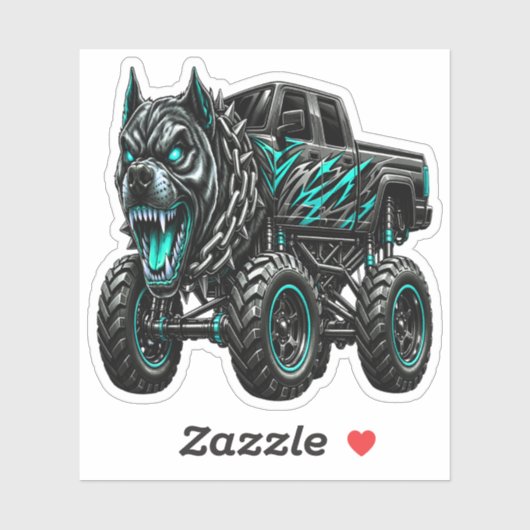 Sticker Monstre Camion Pitbull Féroce (Feuille)