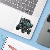 Sticker Monstre Camion Pitbull Féroce (Ordinateur portable avec iPhone)