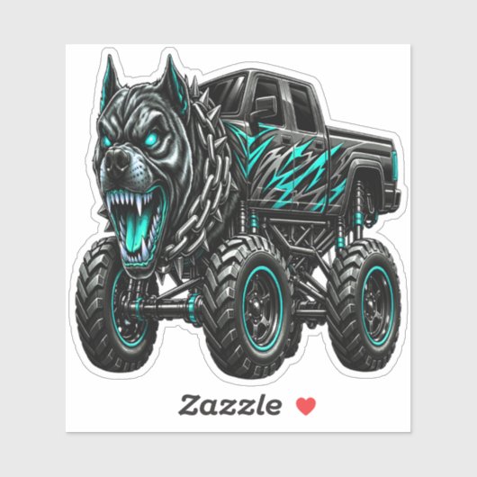 Sticker Monstre Camion Pitbull Féroce (Feuille)