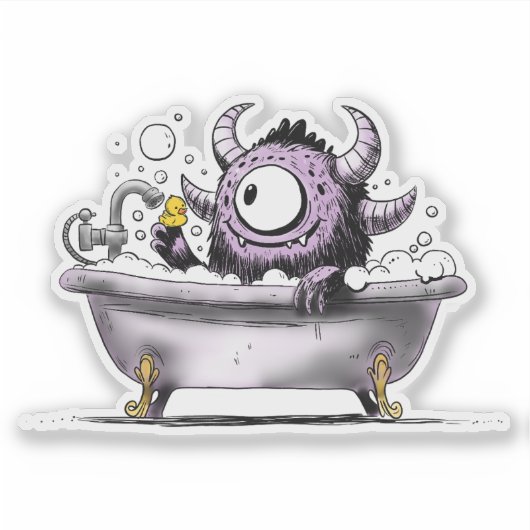 Sticker Monstre dans le bain bulle (Devant)