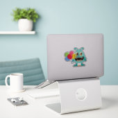 Sticker Monstre de dessin animé/ballon alien (Ordinateur portable sur le bureau)