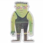 Sticker Monstre de dessin avec peau verte (Devant)
