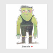 Sticker Monstre de dessin avec peau verte (Feuille)