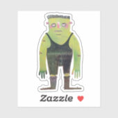 Sticker Monstre de dessin avec peau verte (Feuille)