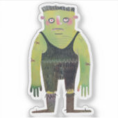 Sticker Monstre de dessin avec peau verte (Devant)