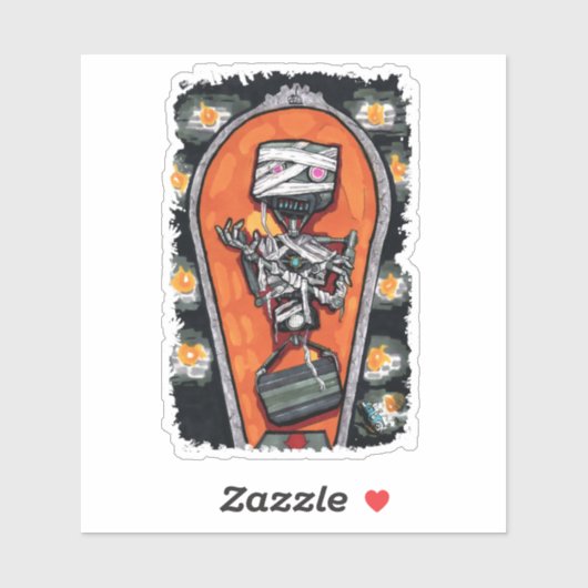 Sticker Monstre de momie robotique (Feuille)