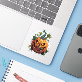 Sticker Monstre effrayant d'Halloween (Ordinateur portable avec iPhone)