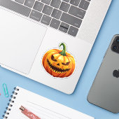 Sticker Monstre effrayant d'Halloween (Ordinateur portable avec iPhone)
