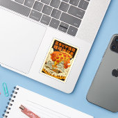 Sticker Monstre géant de pizza rétro attaque le château de (Ordinateur portable avec iPhone)
