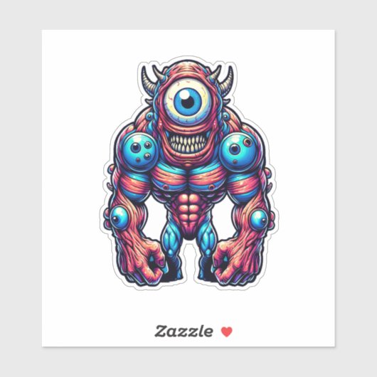 Sticker monstre Neon Cyclops (Feuille)