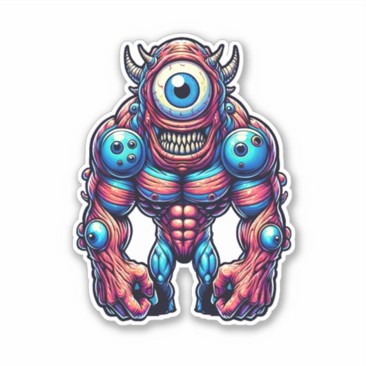 Sticker monstre Neon Cyclops (Devant)