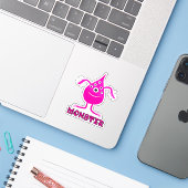 Sticker Monstre rose (Ordinateur portable avec iPhone)
