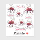 Sticker Monstre rouge de TickToc. (Feuille)