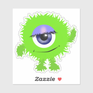 Sticker Monstre Whimsical Vert à un oeil 4 x 4