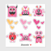 Sticker Monstres de Saint Valentin (Feuille)
