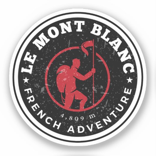 Sticker Mont Blanc randonnée aventure française - Monte Bi (Recto)