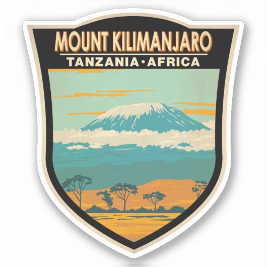 Sticker Mont Kilimandjaro Tanzanie Afrique Vintage (Devant)