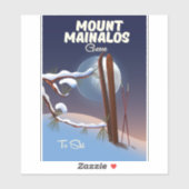 Sticker Mont Mainalos impression de ski grec. (Feuille)