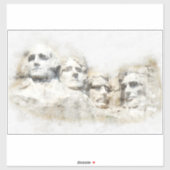 Sticker Mont Rushmore, œuvre d'art aquarelle présidentiell (Feuille)