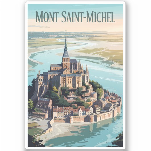Sticker Mont-Saint-Michel France Illustration Travel Art (Devant)
