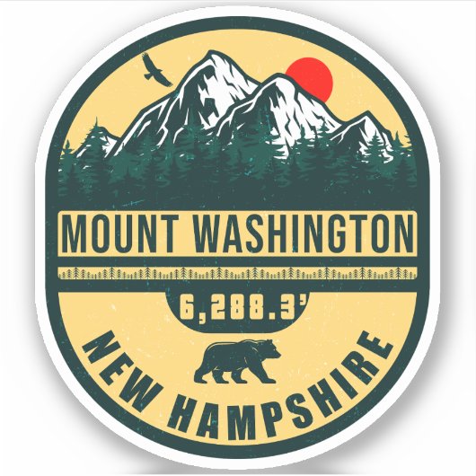 Sticker Mont Washington Nh Retro Sunset Souvenirs 80s (Devant)