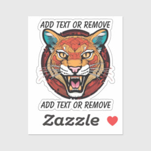 Sticker montagne lion puma école mascotte personnaliser vo