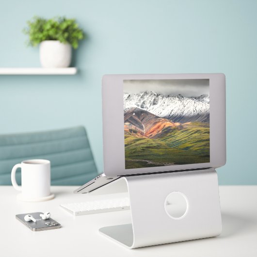 Sticker Montagne polychrome, Denali NP, Alaska (Ordinateur portable sur le bureau)