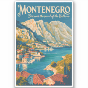 Sticker Monténégro Balkans Illustration Voyage Art Rétro